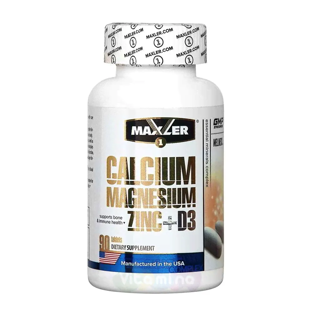 Maxler Calcium Magnesium Zinc + D3, 90 табл-0