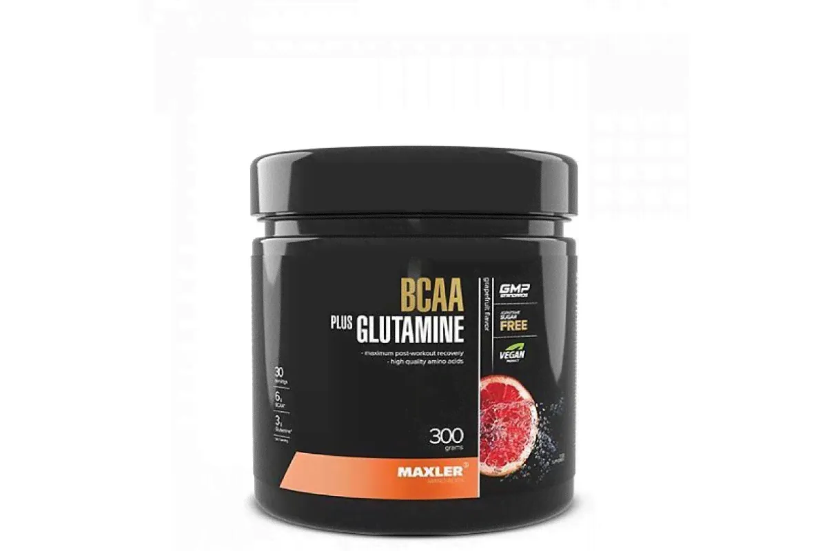 Maxler BCAA plus Glutamine 300 г, Грейпфрукт-0
