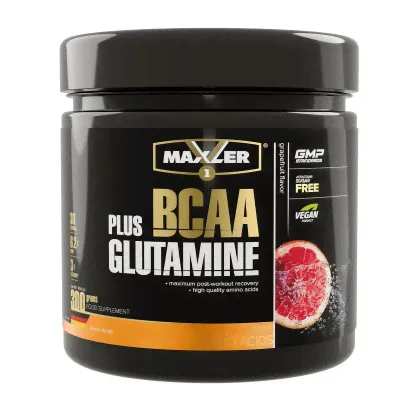 БЦАА + Глютамин Maxler BCAA + Glutamine, 300 г, Грейпфрут-0